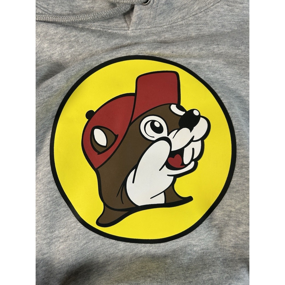 Buc-ees Hoodie Sweatshirt Unisex Sz M Grey Beaver Logo Bucees Buc-ee's Classic - Picture 5 of 8